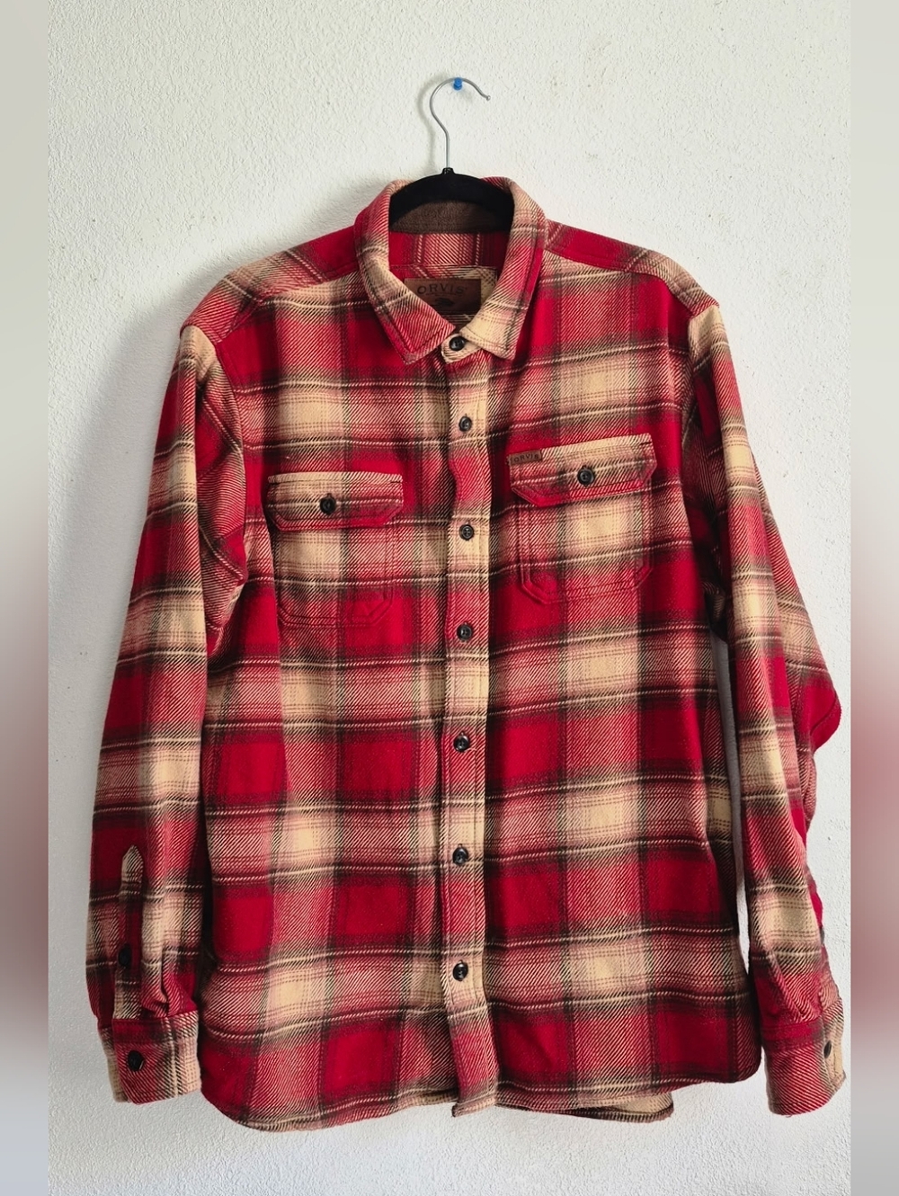 Three (3) Mens Orvis Heavyweight Flannel Shackets - XL